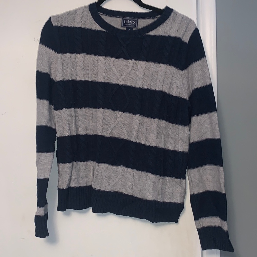 Blue and Grey Striped sweater